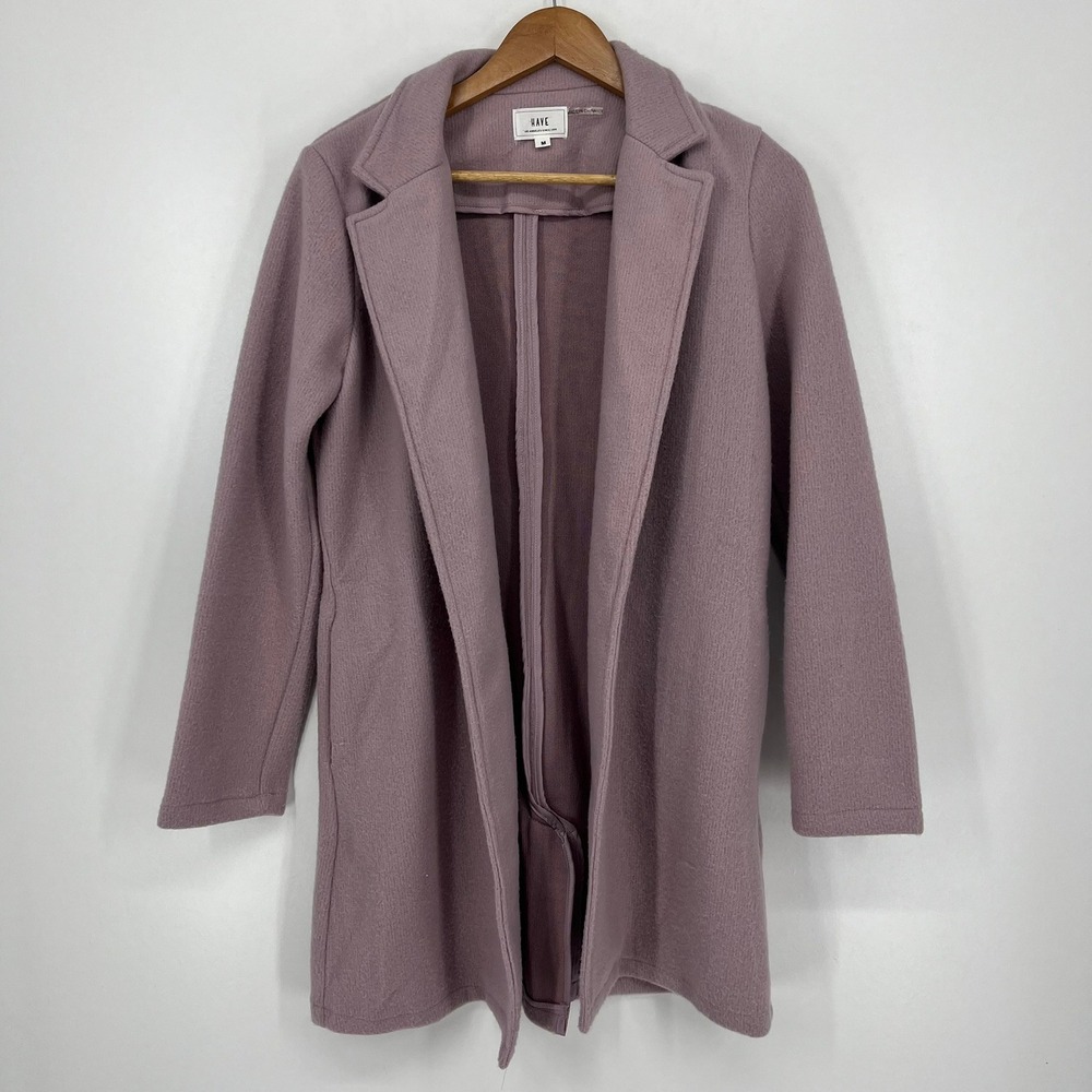 HAVE Los Angeles Mauve Open Front Notched Lapel Cardigan Coat Size M